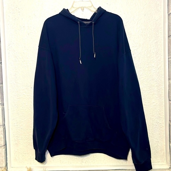 Fruit of the loom dark blue hooded pull over sweatshirt size 2XL - Picture 1 of 8